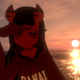 The Worlds Most Popular Social VR Game Is In Turmoil 1 A devilish girl pouts in front of a beautiful ocean sunset in VRChat (world: Yayoi Sunset Bath).